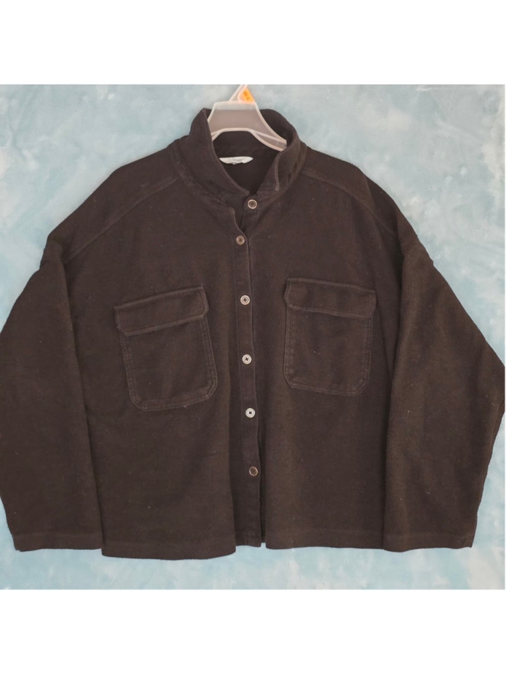 Women's Time and Tru Black Button-Up Fleece Sweatshirt Size XL